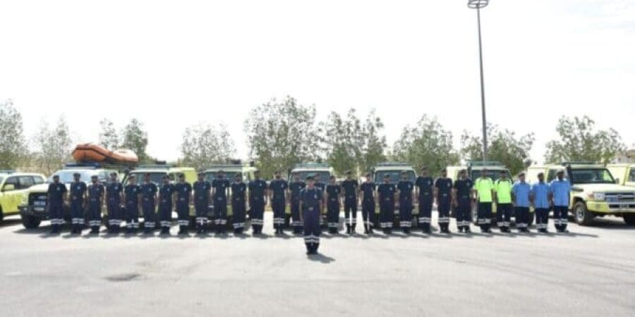 فريق التعامل مع المواد الخطرة التابع لهيئة الدفاع المدني والإسعاف